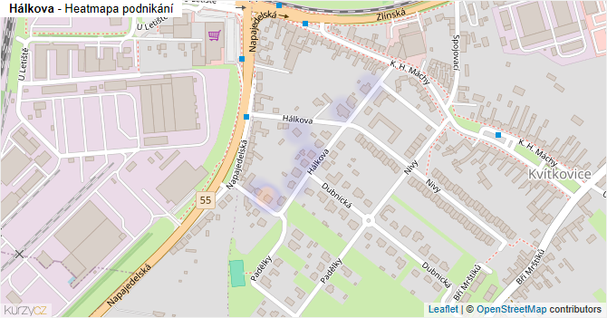 Hálkova - mapa podnikání