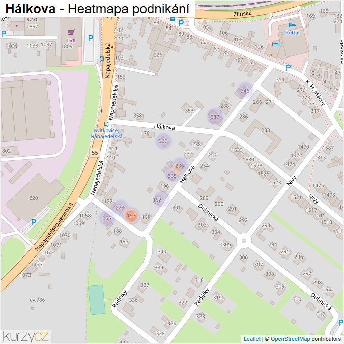 Mapa Hálkova - Firmy v ulici.