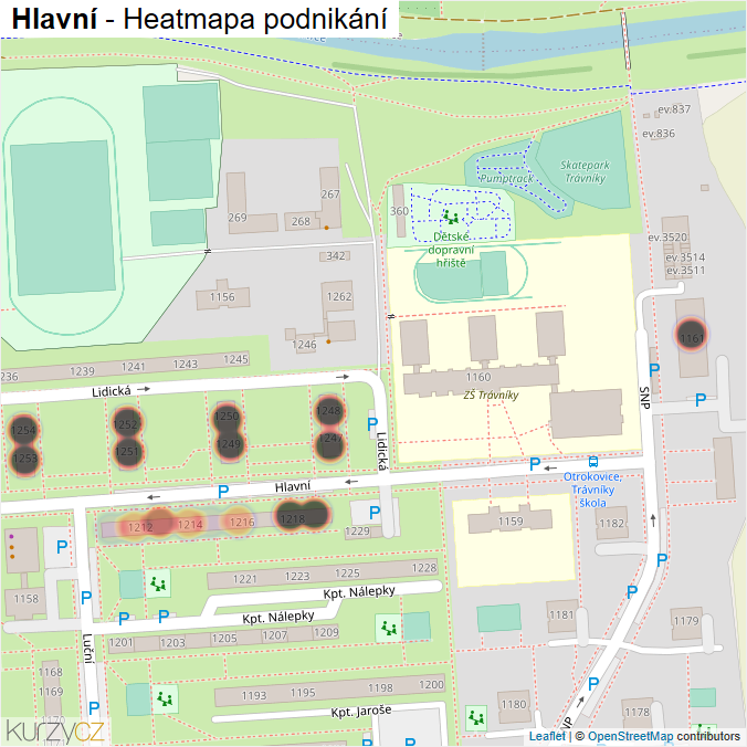 Mapa Hlavní - Firmy v ulici.