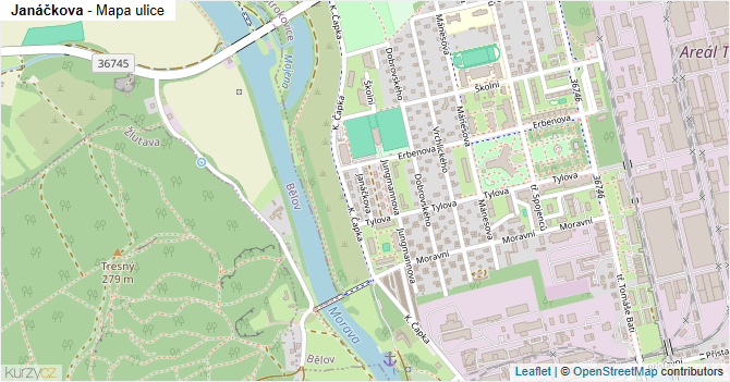 Janáčkova - mapa ulice