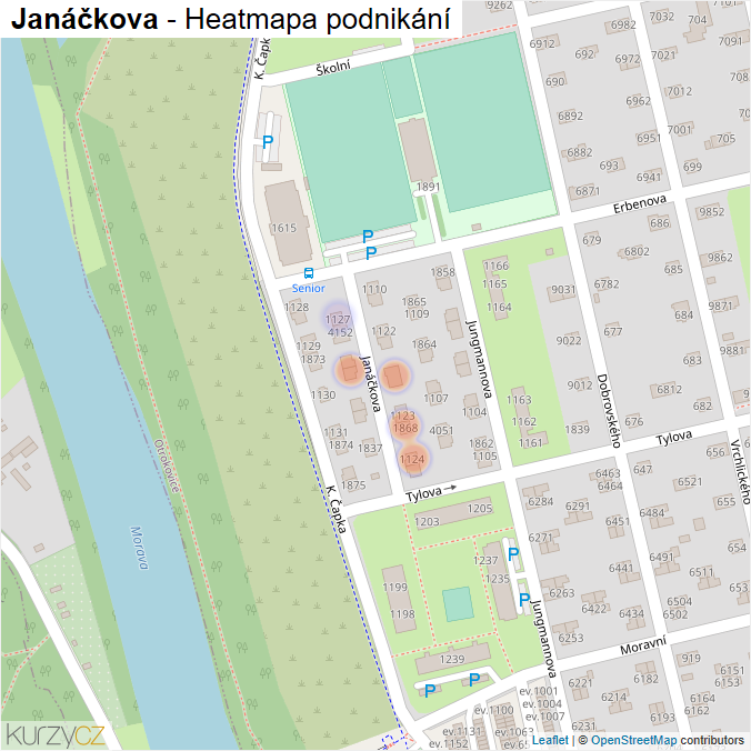 Mapa Janáčkova - Firmy v ulici.