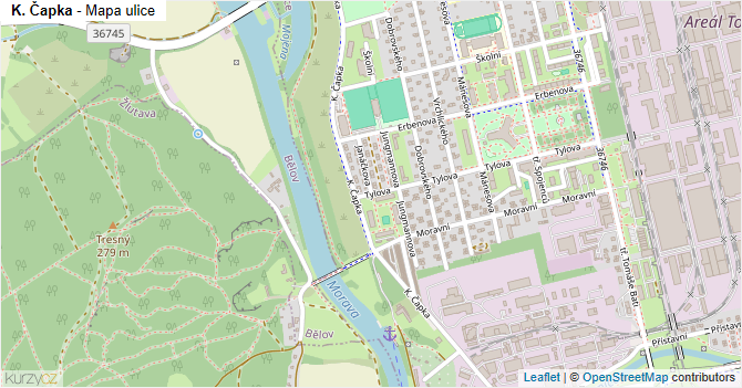 K. Čapka - mapa ulice