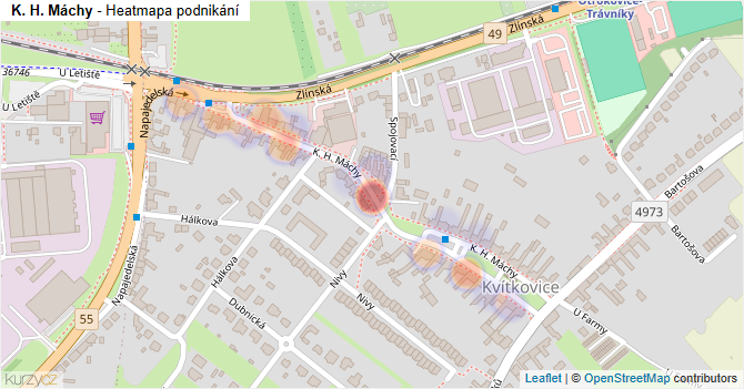 K. H. Máchy - mapa podnikání