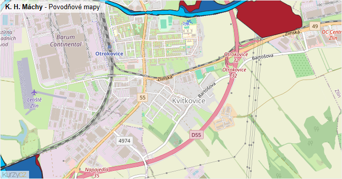 K. H. Máchy - záplavové mapy stoleté vody
