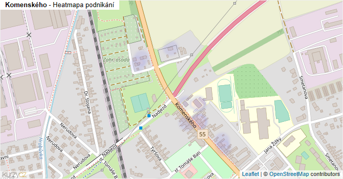 Komenského - mapa podnikání