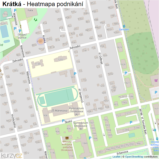 Mapa Krátká - Firmy v ulici.