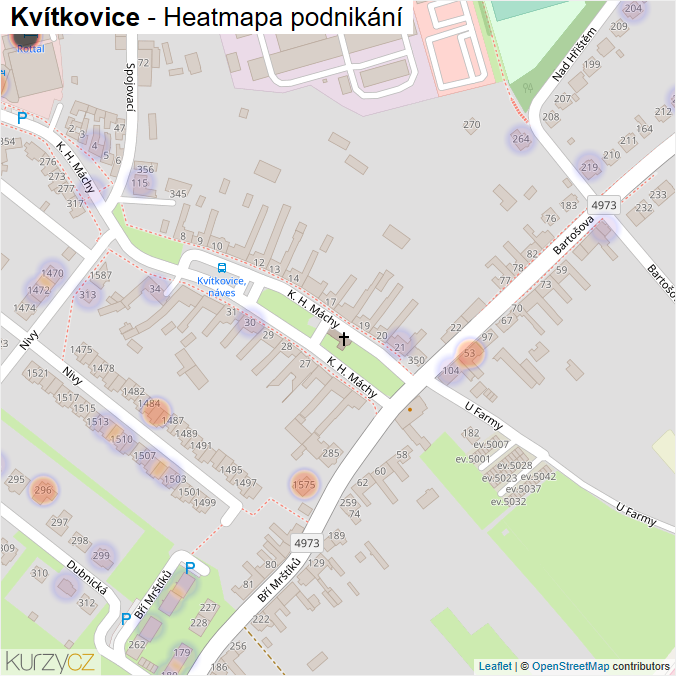 Mapa Kvítkovice - Firmy v části obce.