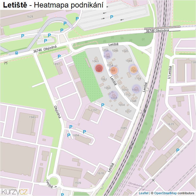 Mapa Letiště - Firmy v ulici.