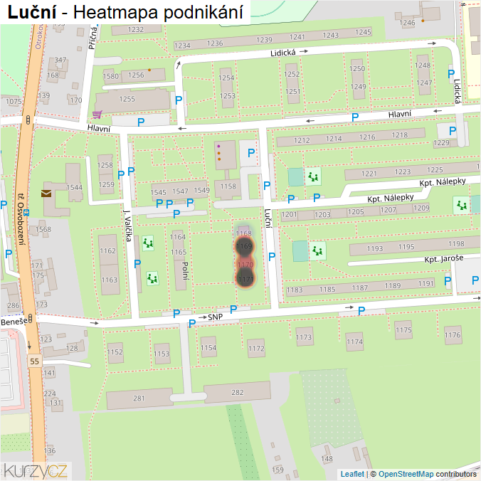Mapa Luční - Firmy v ulici.