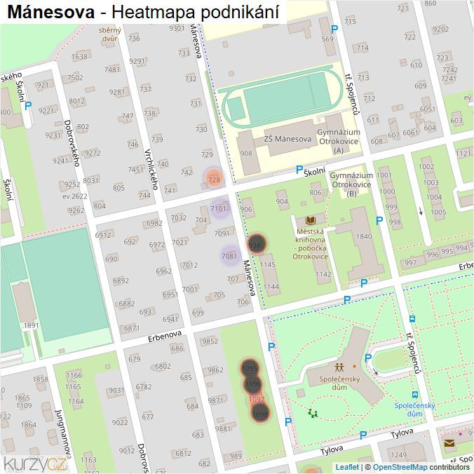 Mapa Mánesova - Firmy v ulici.
