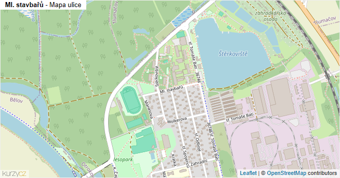 Ml. stavbařů - mapa ulice