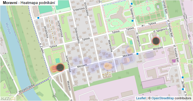 Moravní - mapa podnikání