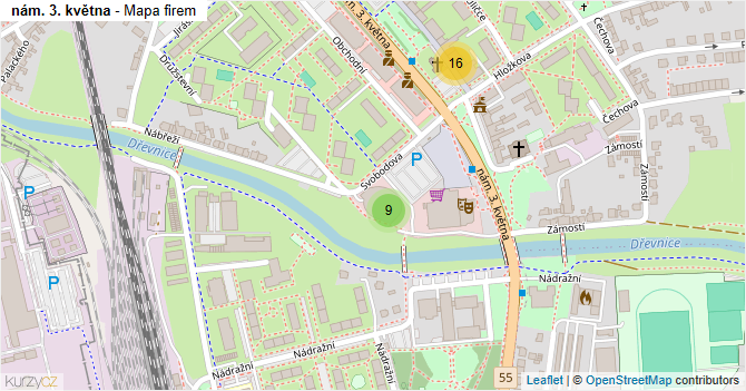 nám. 3. května - mapa firem