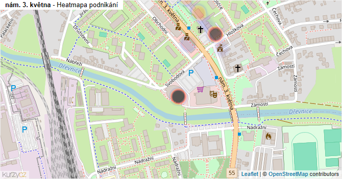 nám. 3. května - mapa podnikání