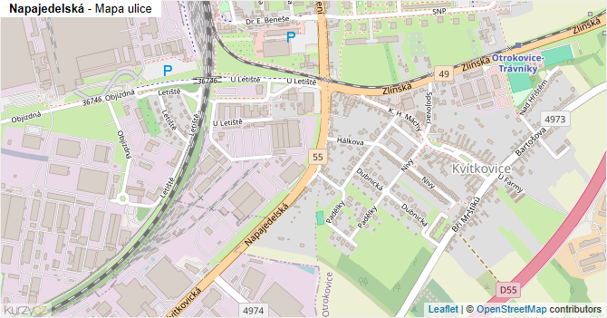 Napajedelská - mapa ulice