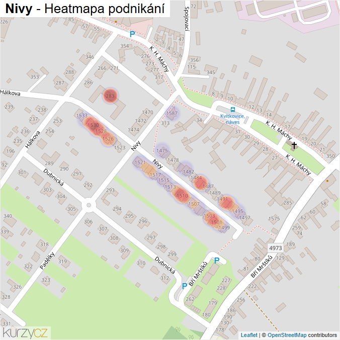Mapa Nivy - Firmy v ulici.