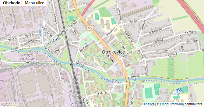 Obchodní - mapa ulice
