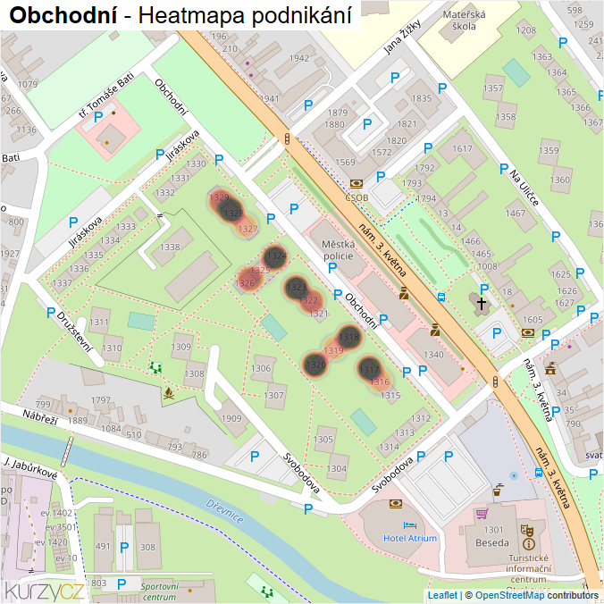Mapa Obchodní - Firmy v ulici.