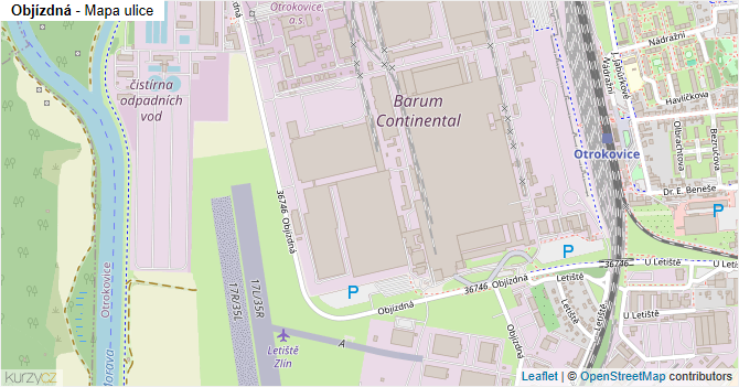 Objízdná - mapa ulice