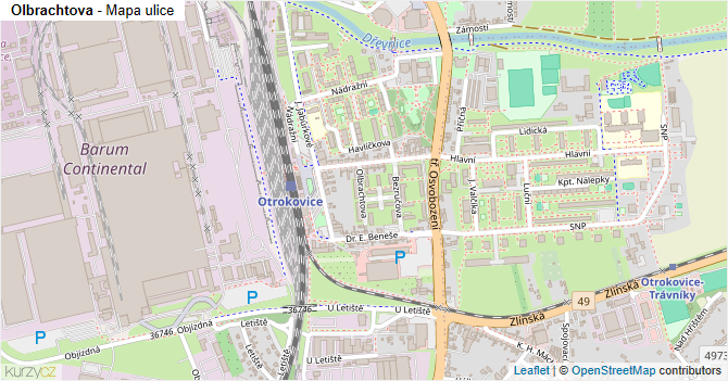 Olbrachtova - mapa ulice