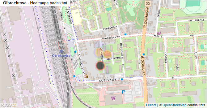 Olbrachtova - mapa podnikání