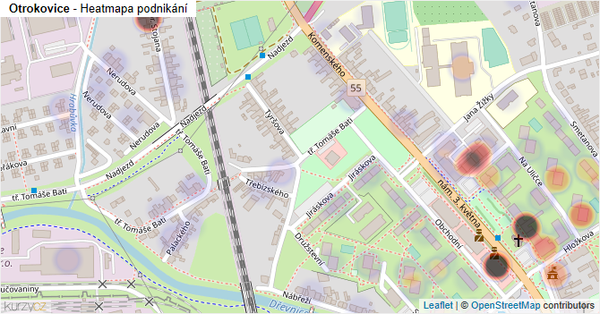 Otrokovice - mapa podnikání