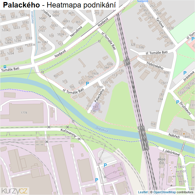 Mapa Palackého - Firmy v ulici.