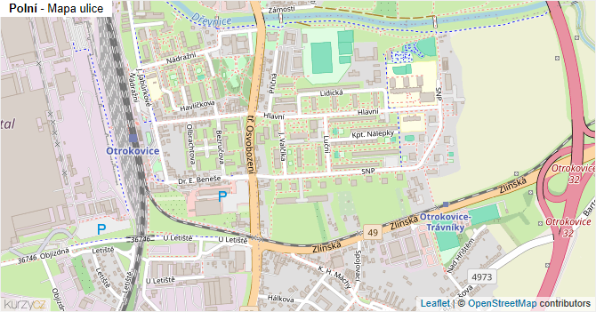 Polní - mapa ulice