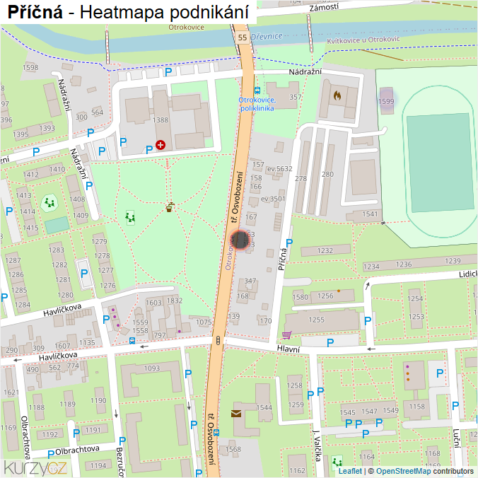 Mapa Příčná - Firmy v ulici.