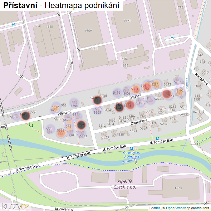Mapa Přístavní - Firmy v ulici.