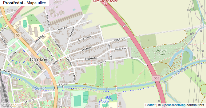Prostřední - mapa ulice