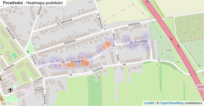 Prostřední - mapa podnikání