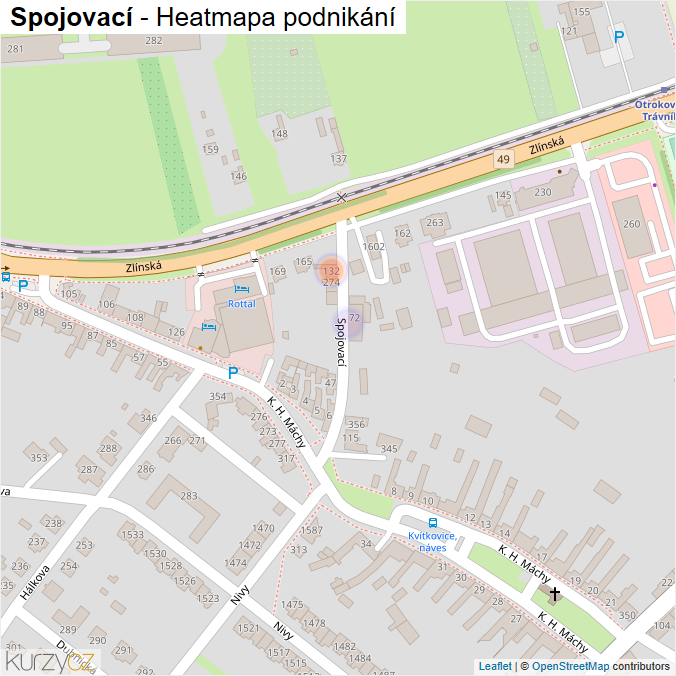 Mapa Spojovací - Firmy v ulici.