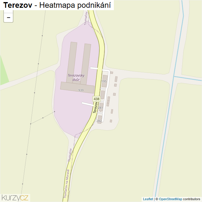 Mapa Terezov - Firmy v ulici.