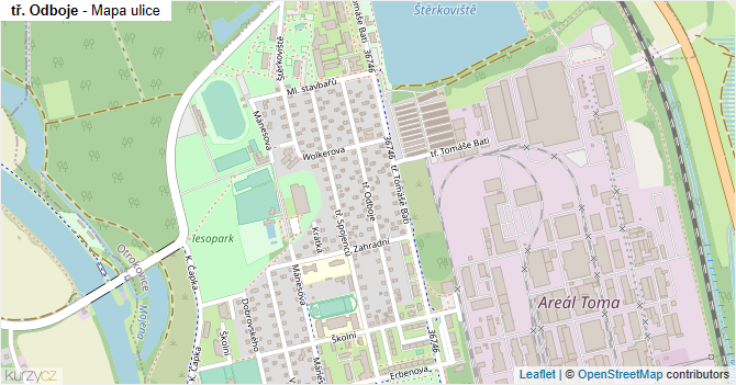tř. Odboje - mapa ulice