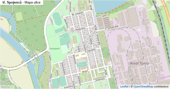 tř. Spojenců - mapa ulice