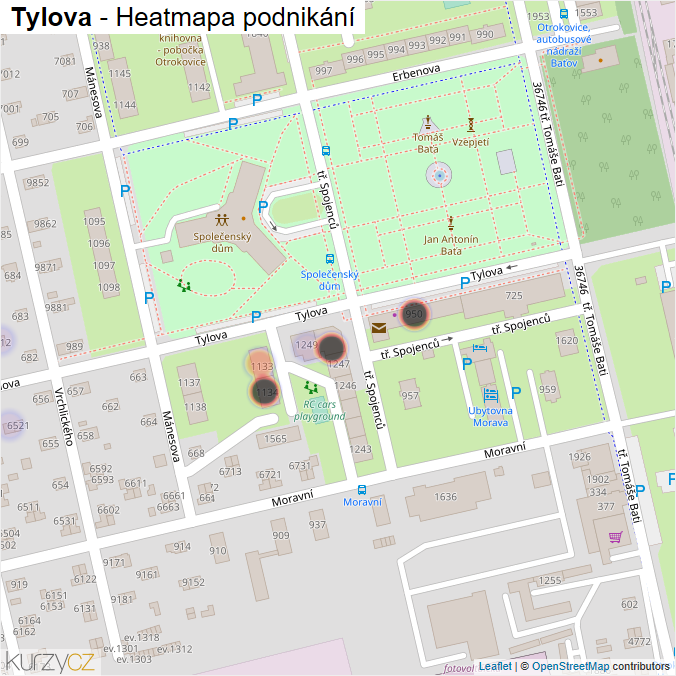 Mapa Tylova - Firmy v ulici.