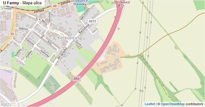 U Farmy - mapa ulice