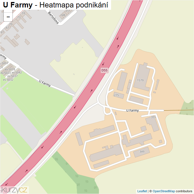 Mapa U Farmy - Firmy v ulici.