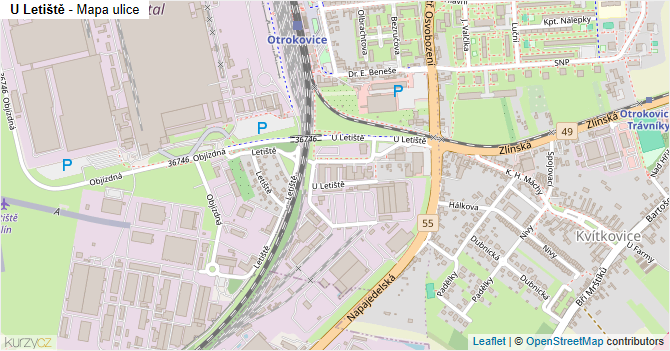 U Letiště - mapa ulice