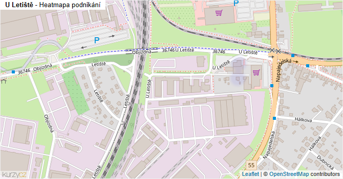 U Letiště - mapa podnikání