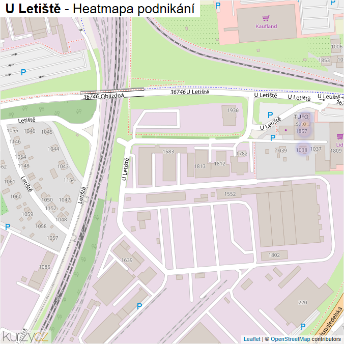Mapa U Letiště - Firmy v ulici.