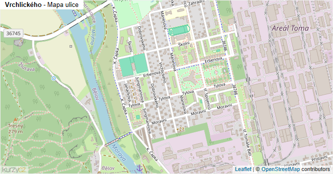 Vrchlického - mapa ulice
