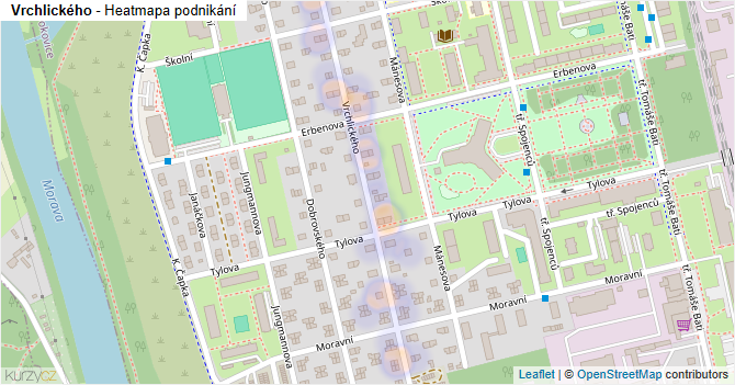 Vrchlického - mapa podnikání