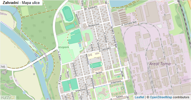 Zahradní - mapa ulice