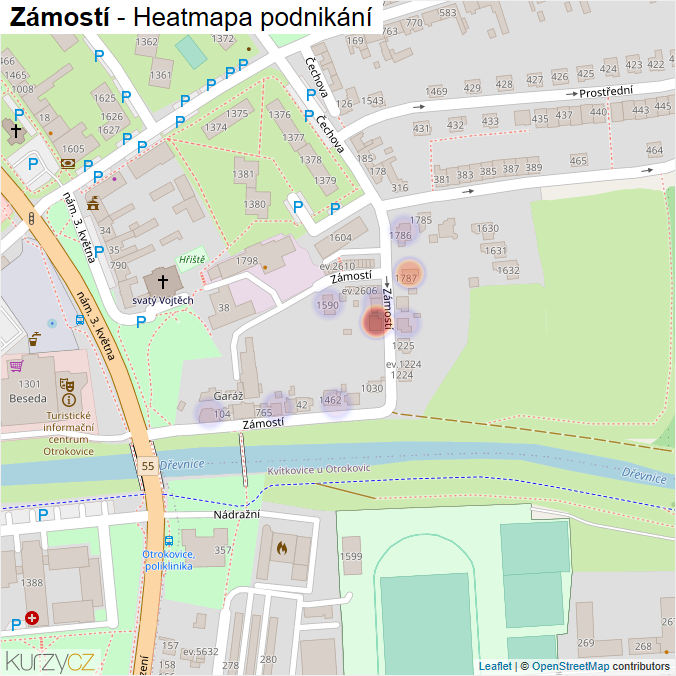 Mapa Zámostí - Firmy v ulici.