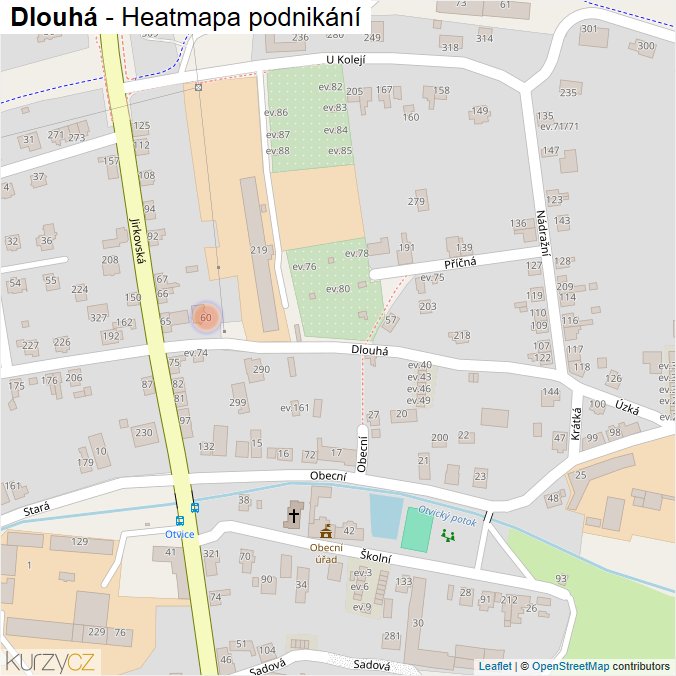 Mapa Dlouhá - Firmy v ulici.