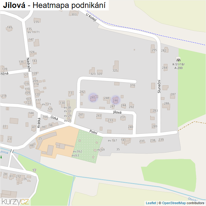 Mapa Jílová - Firmy v ulici.