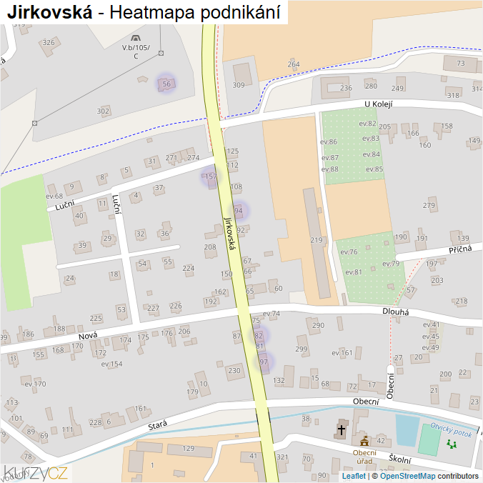 Mapa Jirkovská - Firmy v ulici.