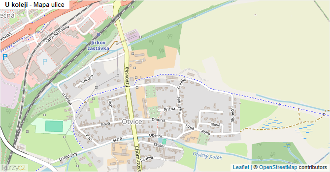 U kolejí - mapa ulice